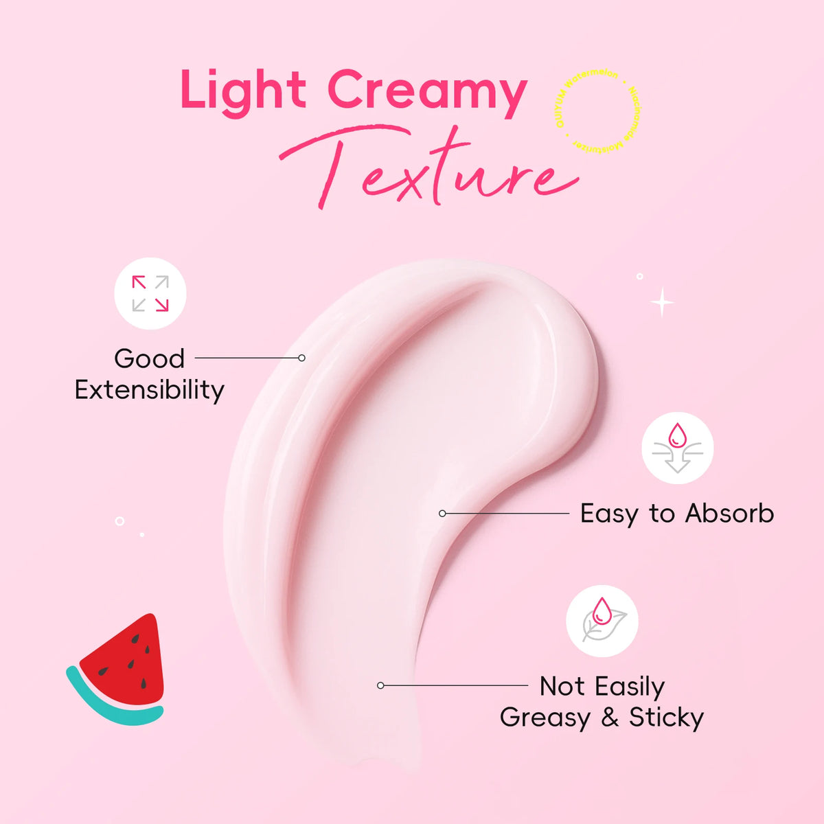 Quiyum Watermelon Niacinamide Moisturizer 50g Long-Lasting Hydration with 4D Hyaluronic Acid & Aloe Vera