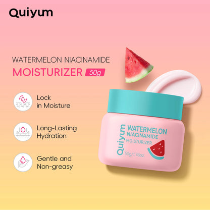 Quiyum Watermelon Niacinamide Moisturizer 50g Long-Lasting Hydration with 4D Hyaluronic Acid & Aloe Vera