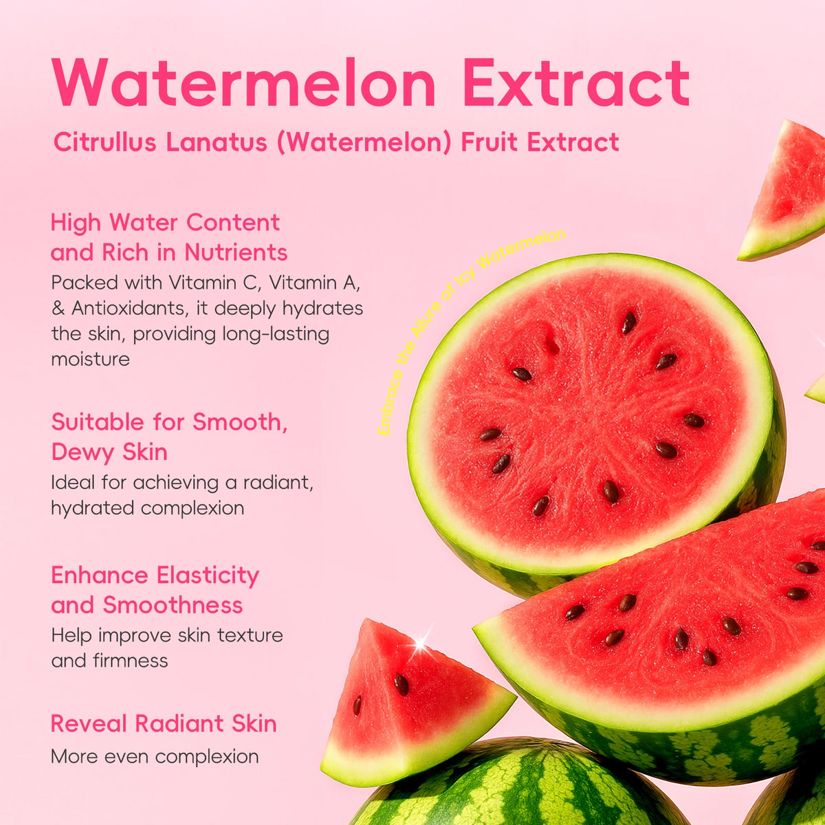 Quiyum Watermelon Niacinamide Moisturizer 50g Long-Lasting Hydration with 4D Hyaluronic Acid & Aloe Vera